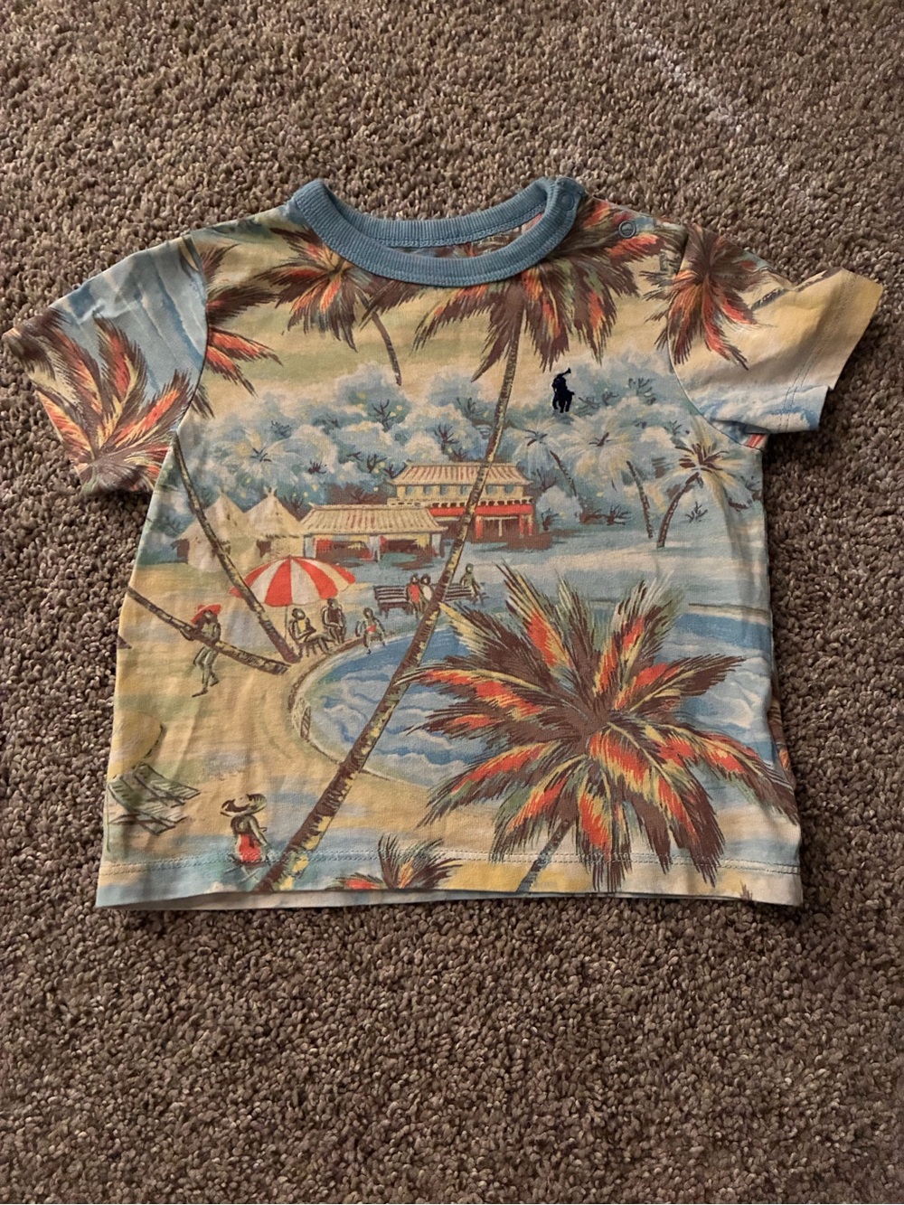 Ralph Lauren Kids Tropical Graphic Tee in Light Blue and Multi